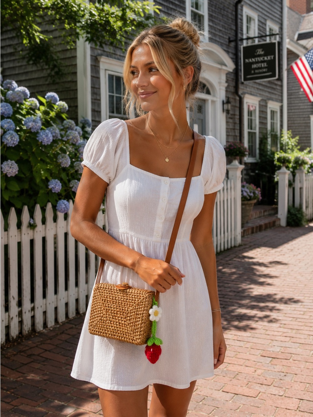 NWT Strawberry Charm Wicker Crossbody Bag Cottagecore Picnic Basket Purse Summer